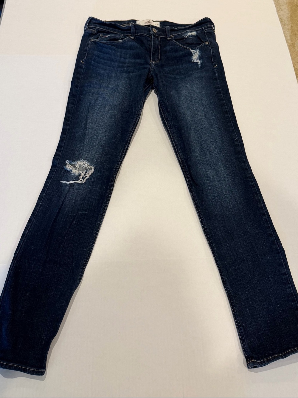 Hollister Dark Blue Distressed Skinny Jeans-size 11